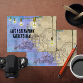 Steampunk Edison Lights on a Wire Vatertag Feiertagskarte