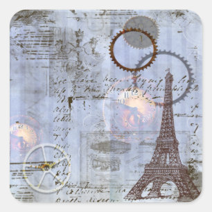 Steampunk & Eiffel Tower Tags Stickers