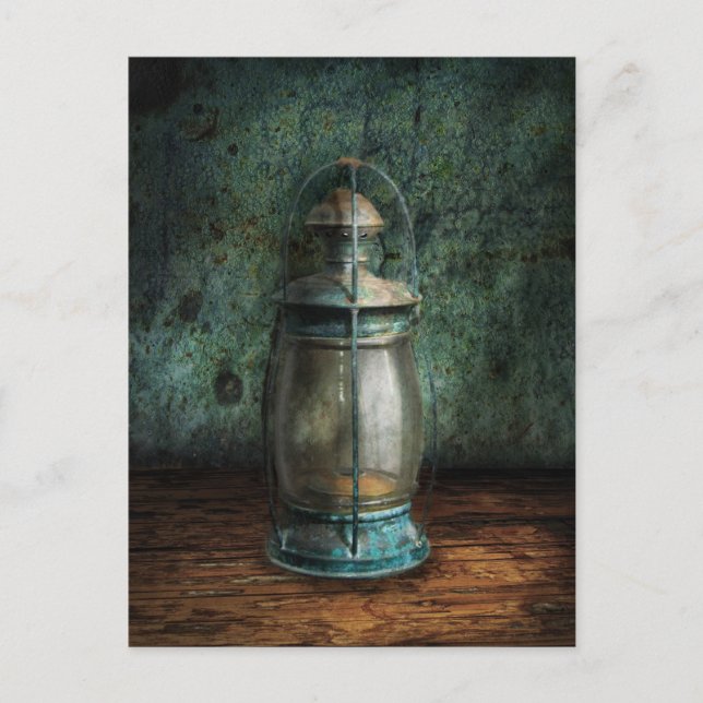 Steampunk - Eine alte Laterne Postkarte (Vorderseite)