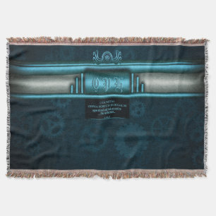 Steampunk, eisblau und aquamarin, Oktopus Monogram Decke