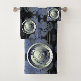 Steampunk-Eisen-Medallion zum 6. Hochzeitstag Badhandtuch Set