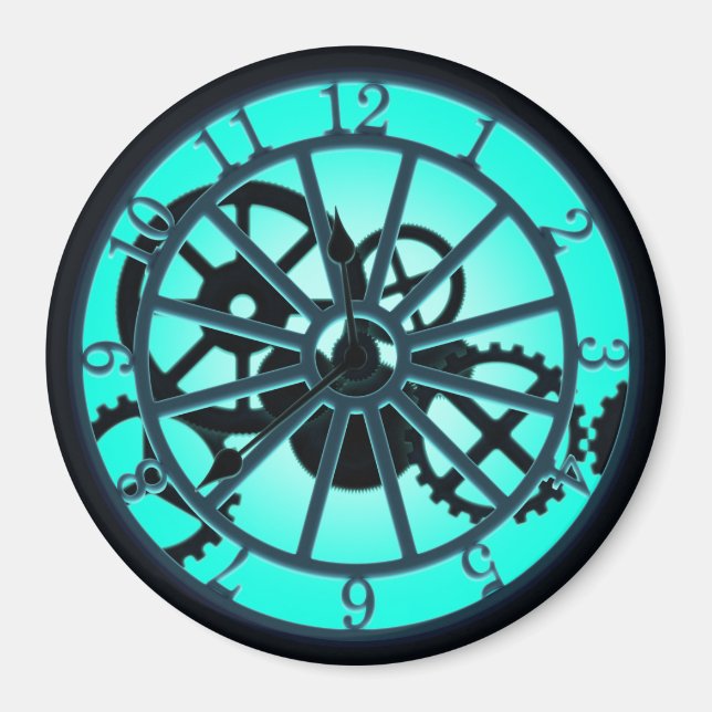 Steampunk-Eisenschloss mit sichtbaren Gängen Magnet (Vorne)