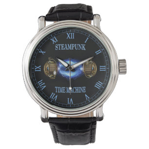 Steampunk ~ Electronic Blue Wave ~ Time Machine Armbanduhr