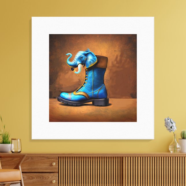 Steampunk-Elefantenstiefel Leinwanddruck (Insitu (Wohnzimmer))