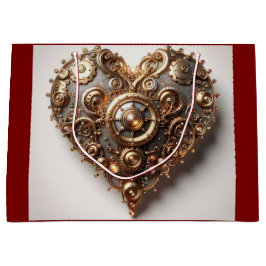 Steampunk Elegant Uhrwerk Gear Heart Große Geschenktüte