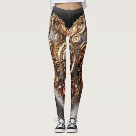 Steampunk Elegant Uhrwerk Gear Heart Leggings