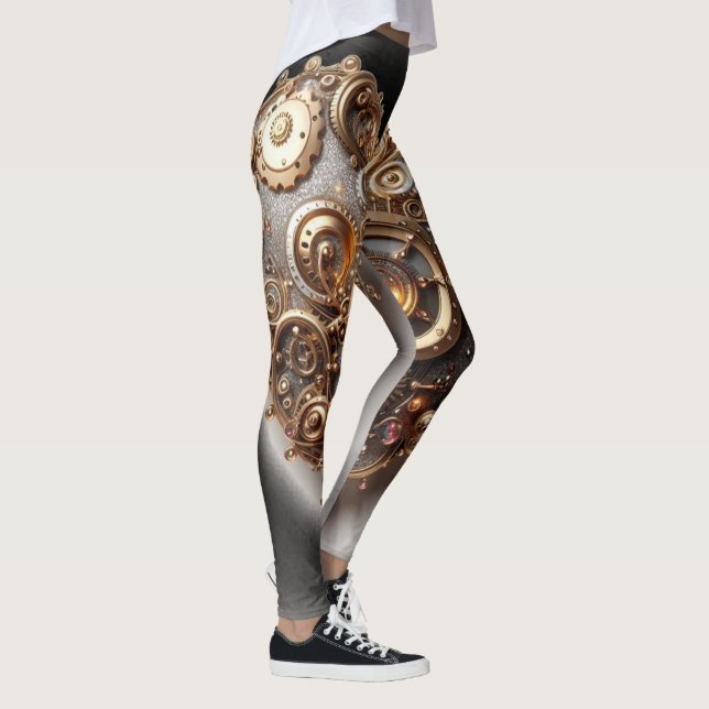 Steampunk Elegant Uhrwerk Gear Heart Leggings (Rechts)