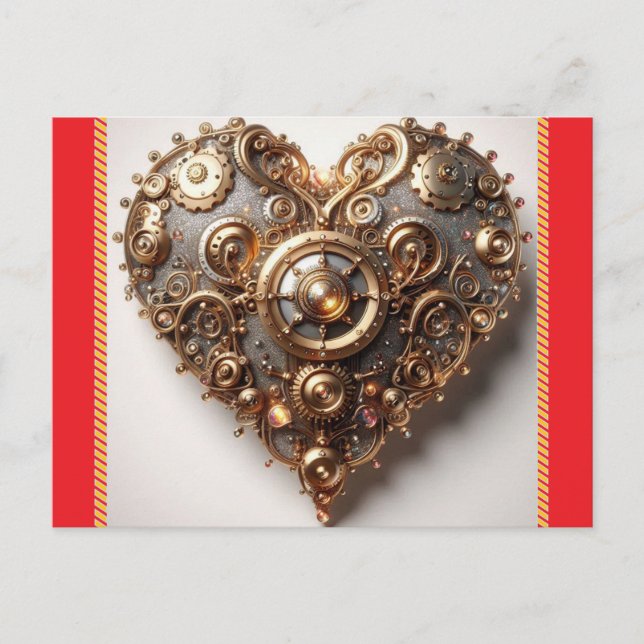 Steampunk Elegant Uhrwerk Gear Heart Postkarte (Vorderseite)