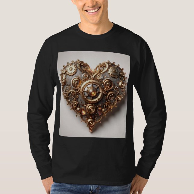 Steampunk Elegant Uhrwerk Gear Heart T-Shirt (Vorderseite)