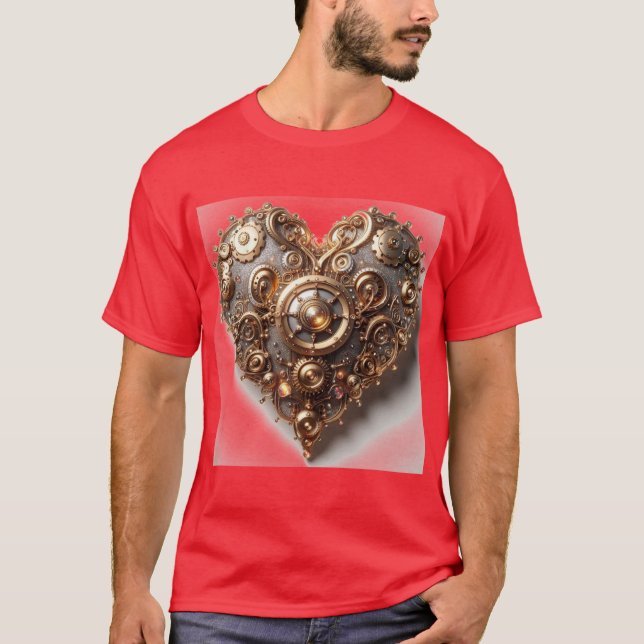 Steampunk Elegant Uhrwerk Gear Heart T-Shirt (Vorderseite)