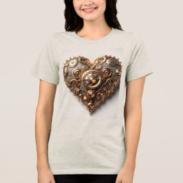 Steampunk Elegant Uhrwerk Gear Heart Tri-Blend Shirt