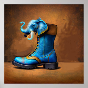 Steampunk Elephant Boot matt Value Poster