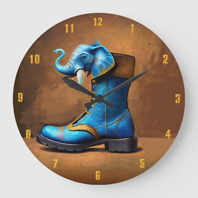 Steampunk Elephant Boot Wall Uhr (Vorderseite)