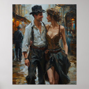 Steampunk Embrace - Viktorianische Liebhaber Wasse Poster
