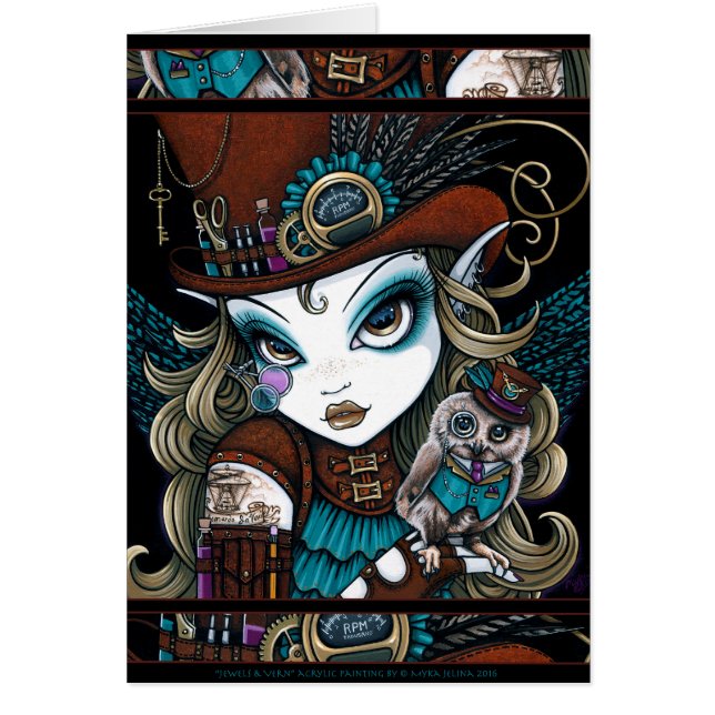 Steampunk Engels-Eulen-vertraute Juwel-Fee-Kunst (Vorne)