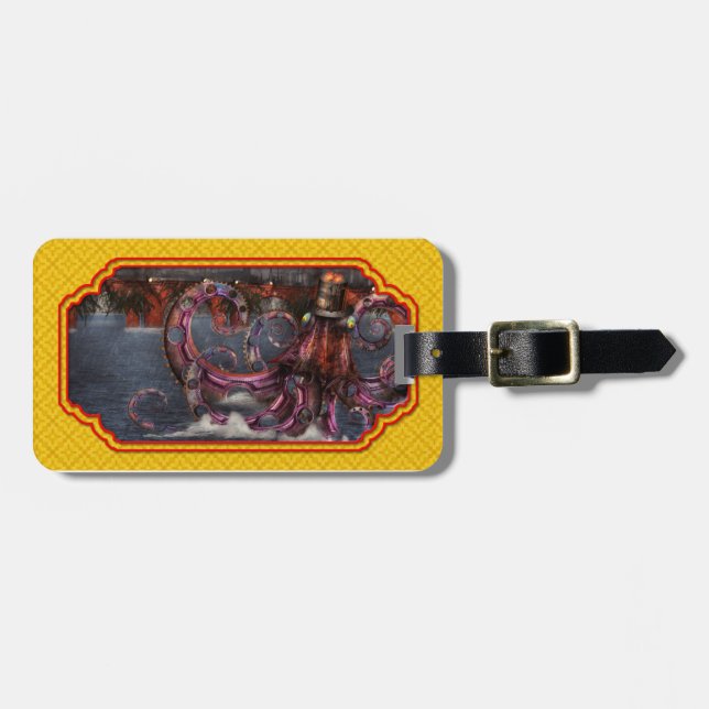 Steampunk - Enteroctopus magnificus roboticus Gepäckanhänger (Vorderseite horizontal)