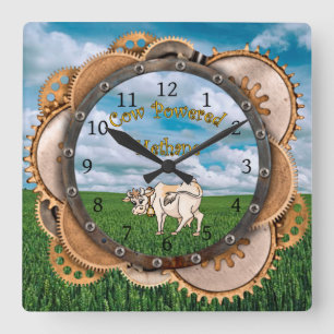 Steampunk ~ Entschuldigung Meine Methan ~ Kuh ange Quadratische Wanduhr