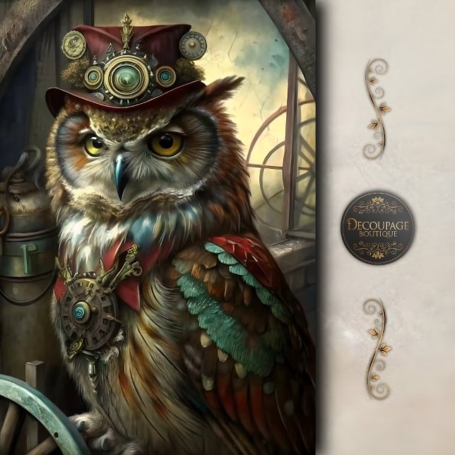 Steampunk-Erfinder Eule Whimsical Vintage Seidenpapier (Steampunk Inventor Owl Whimsical Vintage Tissue Paper)