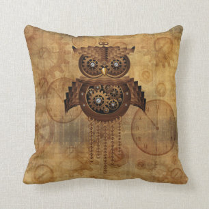 Steampunk-Eule im Vintage-Stil Kissen