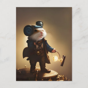 Steampunk Explorer Hamster Postkarte