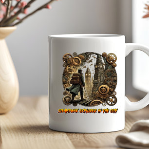 Steampunk Explorer in der City of Gears Coffee Tas Tasse