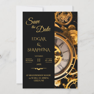 Steampunk-Extravaganza Vintage Uhrwerk Hochzeit S Save The Date