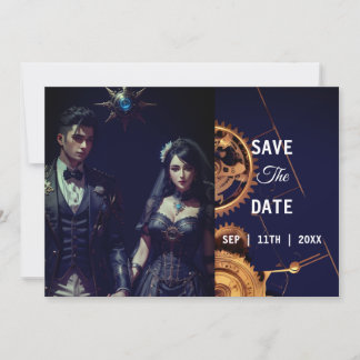 Steampunk-Extravaganza Vintage Uhrwerk-Hochzeit Save The Date