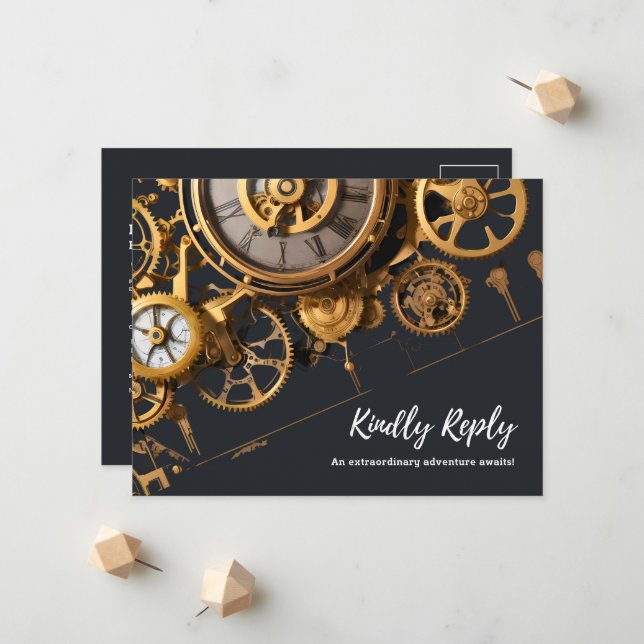 Steampunk Extravaganza Vintage Uhrwerk UAWG Ankündigung (Vorderseite/Rückseite Beispiel)