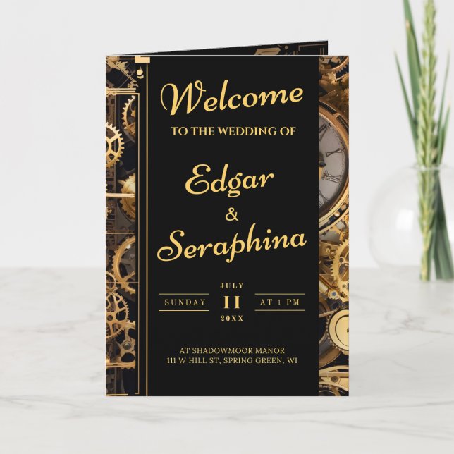 Steampunk Extravaganza Vintage Wedding Program Programm (Vorderseite)