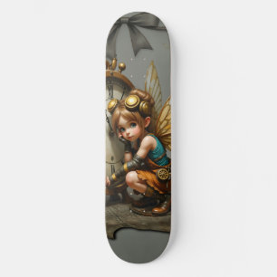Steampunk Fairy mit Golden Wings & Antique Clock Skateboard