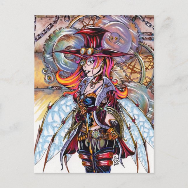 Steampunk Fairy Postcard Postkarte (Vorderseite)
