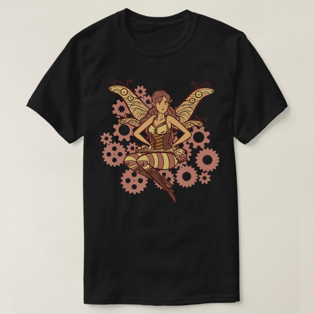 Steampunk Fairy Retro Look T-Shirt (Design vorne)
