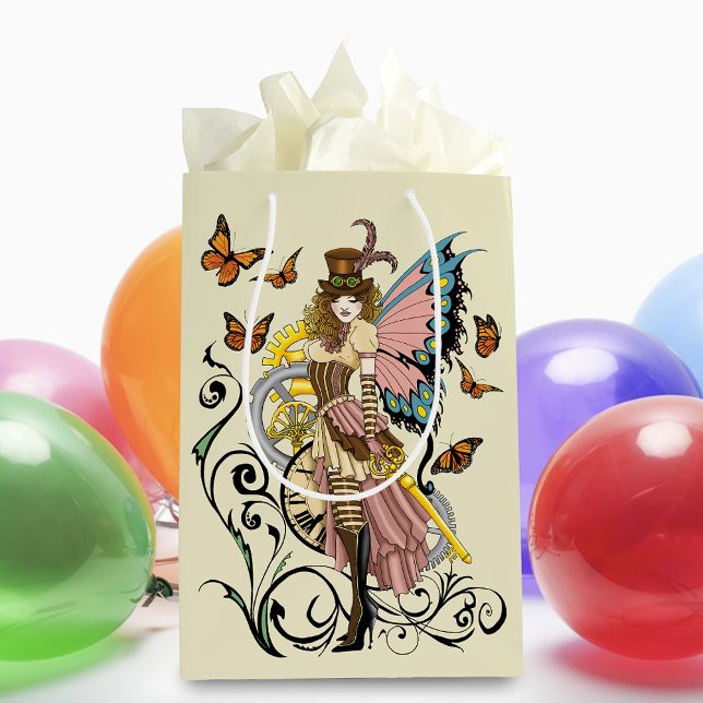 Steampunk Fairy Yellow Clock Gears Mittlere Geschenktüte (Von Creator hochgeladen)