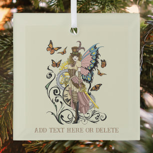 Steampunk Fairy Yellow Clock Gears Ornament Aus Glas