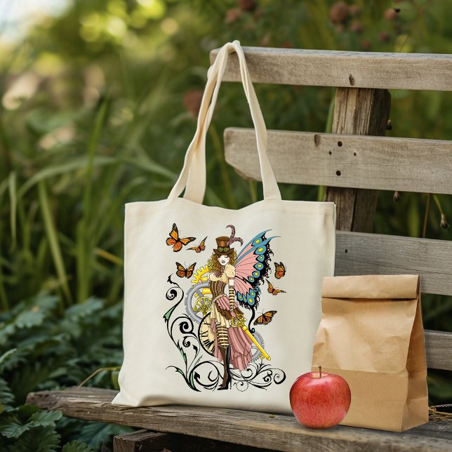 Steampunk Fairy Yellow Clock Gears Tragetasche (Von Creator hochgeladen)