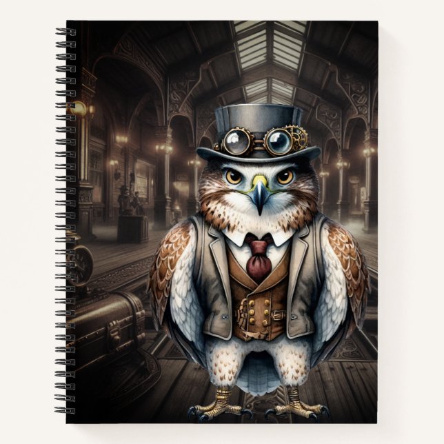Steampunk Falcon Spiral Notebook Notizbuch (Vorderseite)