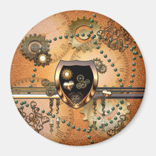 Steampunk, fantastisches Schild mit Herzen Magnet