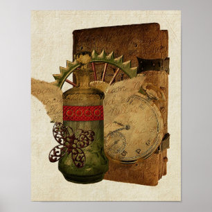 Steampunk Fantasy Collage Poster