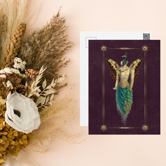 Steampunk Fantasy Peacock Postkarte (Von Creator hochgeladen)