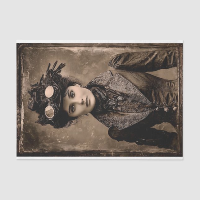 Steampunk Fantasy Woman Photo Styl DX4R Decoupage Seidenpapier (Vorderseite)