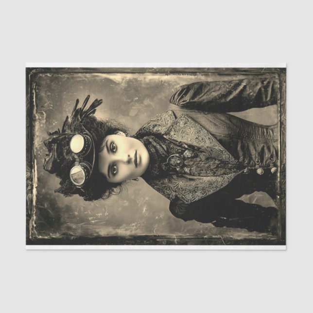 Steampunk Fantasy Woman Photo Styl DX4RF Decoupage Seidenpapier (Vorderseite)
