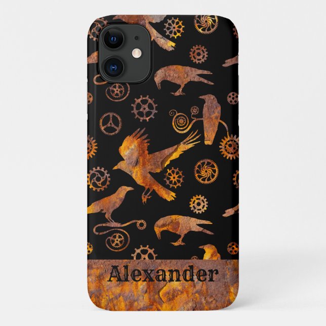 Steampunk - farbenfrohe, rostfreie Geber und Krähe Case-Mate iPhone Hülle (Rückseite)