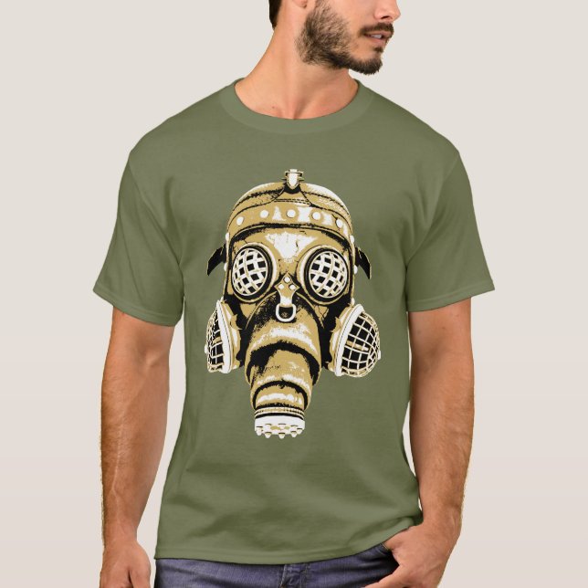 Steampunk/Farbgrafik der Cyberpunk-Gasmaske-3 T-Shirt (Vorderseite)