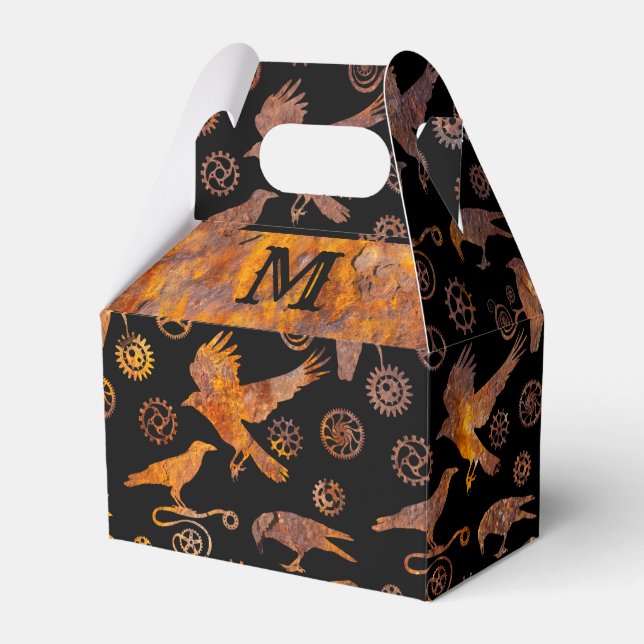 Steampunk-Farbige, rostfreie Gänge und Krähen-Gabe Geschenkschachtel (Vorderseite)