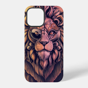 Steampunk-Farbrau-Löwe im rustikalen Stil iPhone 12 Pro Hülle