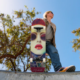 Steampunk Fashion Diva Girl Skateboard