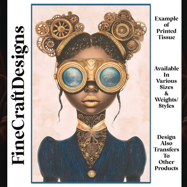 Steampunk Female Dark Skin Gold Lippen N9 Decoupag Seidenpapier (Von Creator hochgeladen)