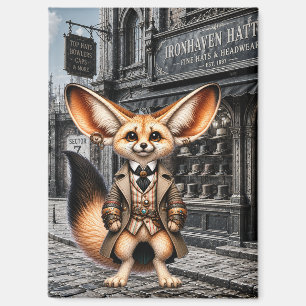 Steampunk-Fennec-Fuchs-Gentleman im Hutladen Magnet