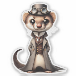 Steampunk Ferret Transparenter Aufkleber