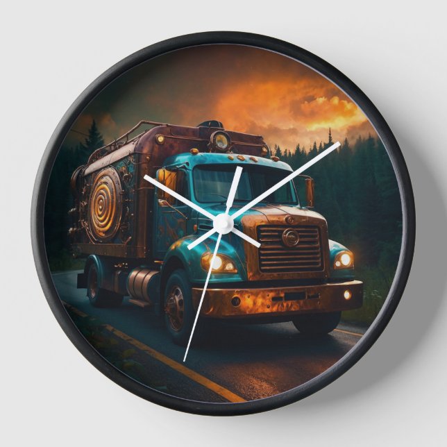 Steampunk Fire-Truck Uhr (Vorderseite)